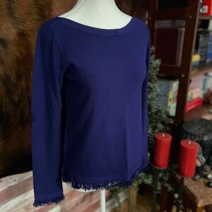 Blue/Purple Ann Taylor Long Sleeved Blouse with Trimmed Sleeves